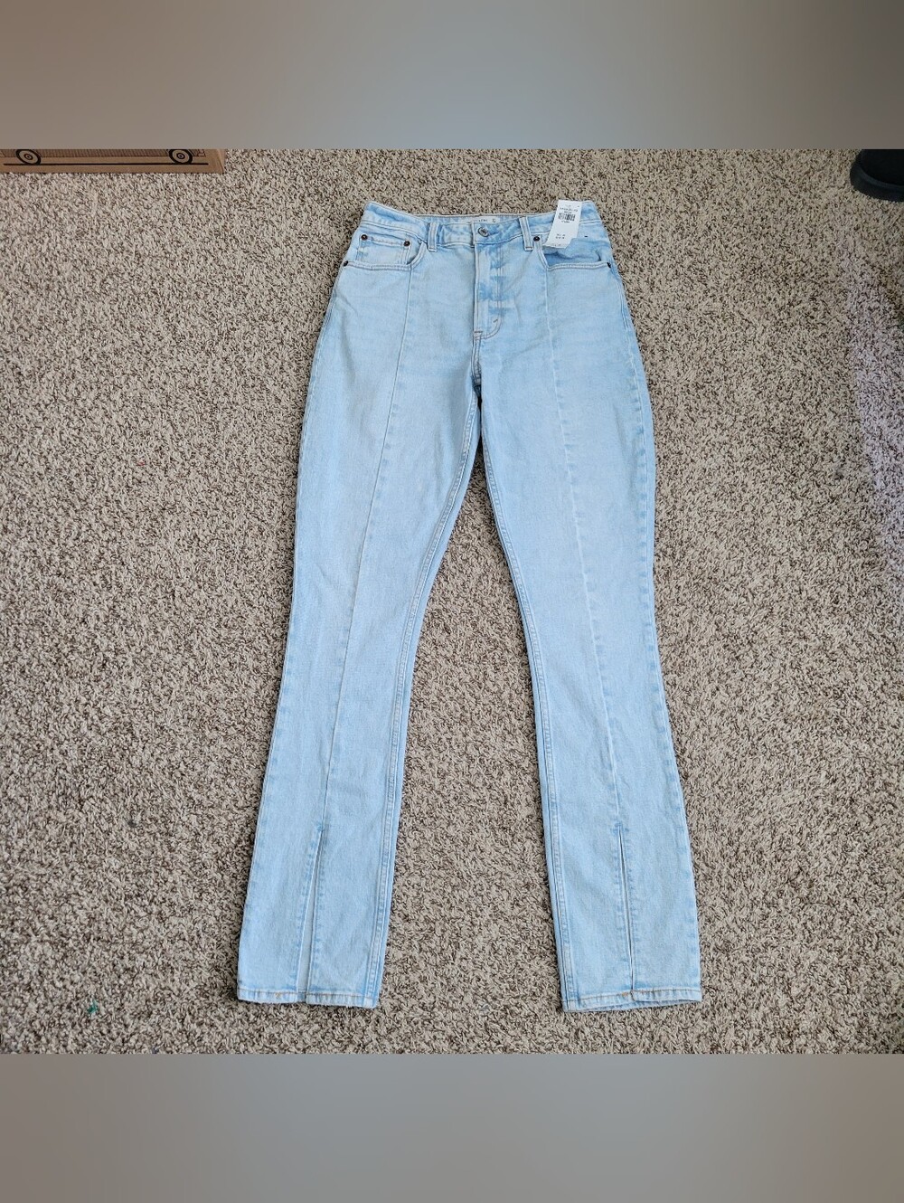 Abercrombie & Fitch Skinny High Rise Jeans Light Blue Slit Curve Love 27 4 Long